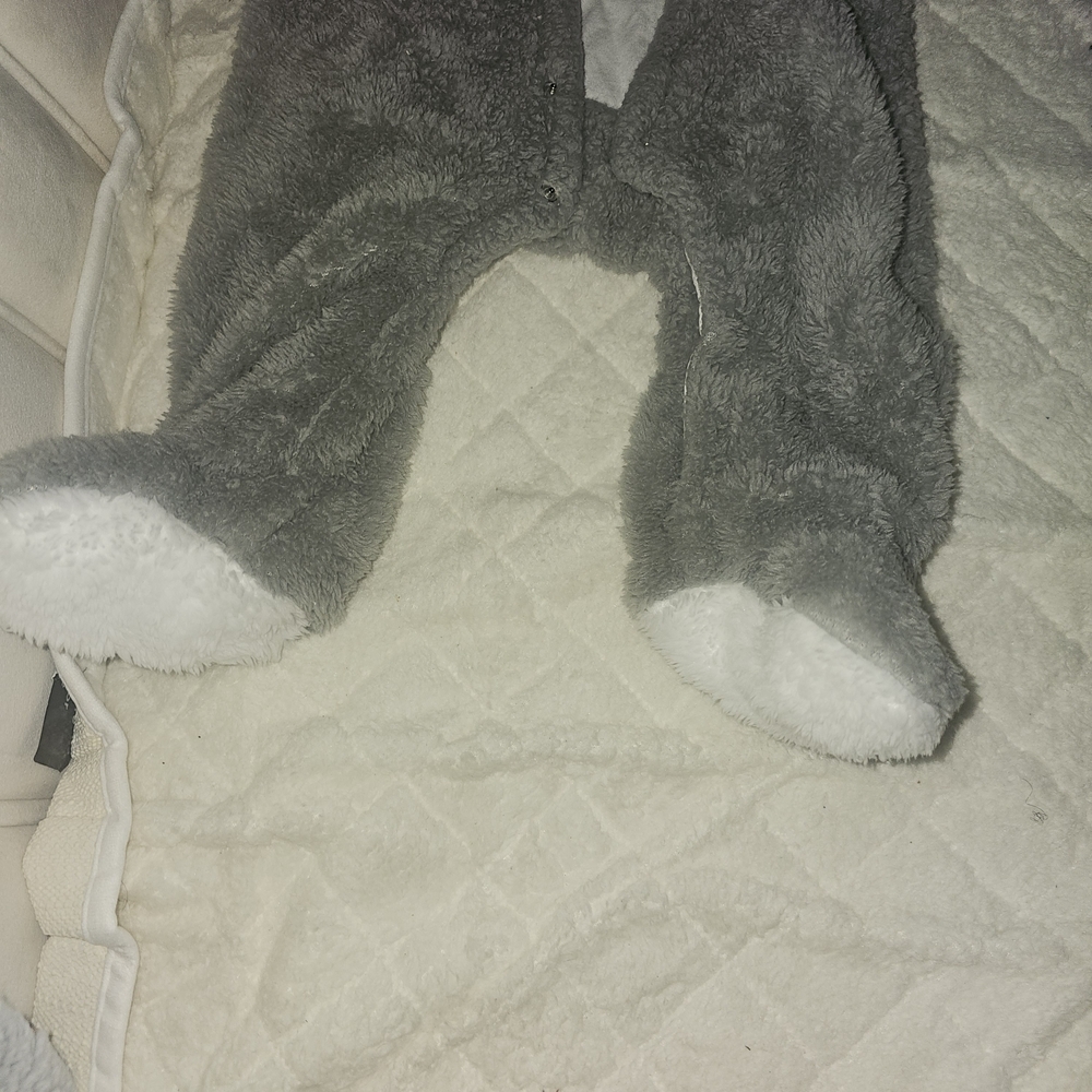 Adorable Gray Fleece Kids Footie - Picture 4 of 5